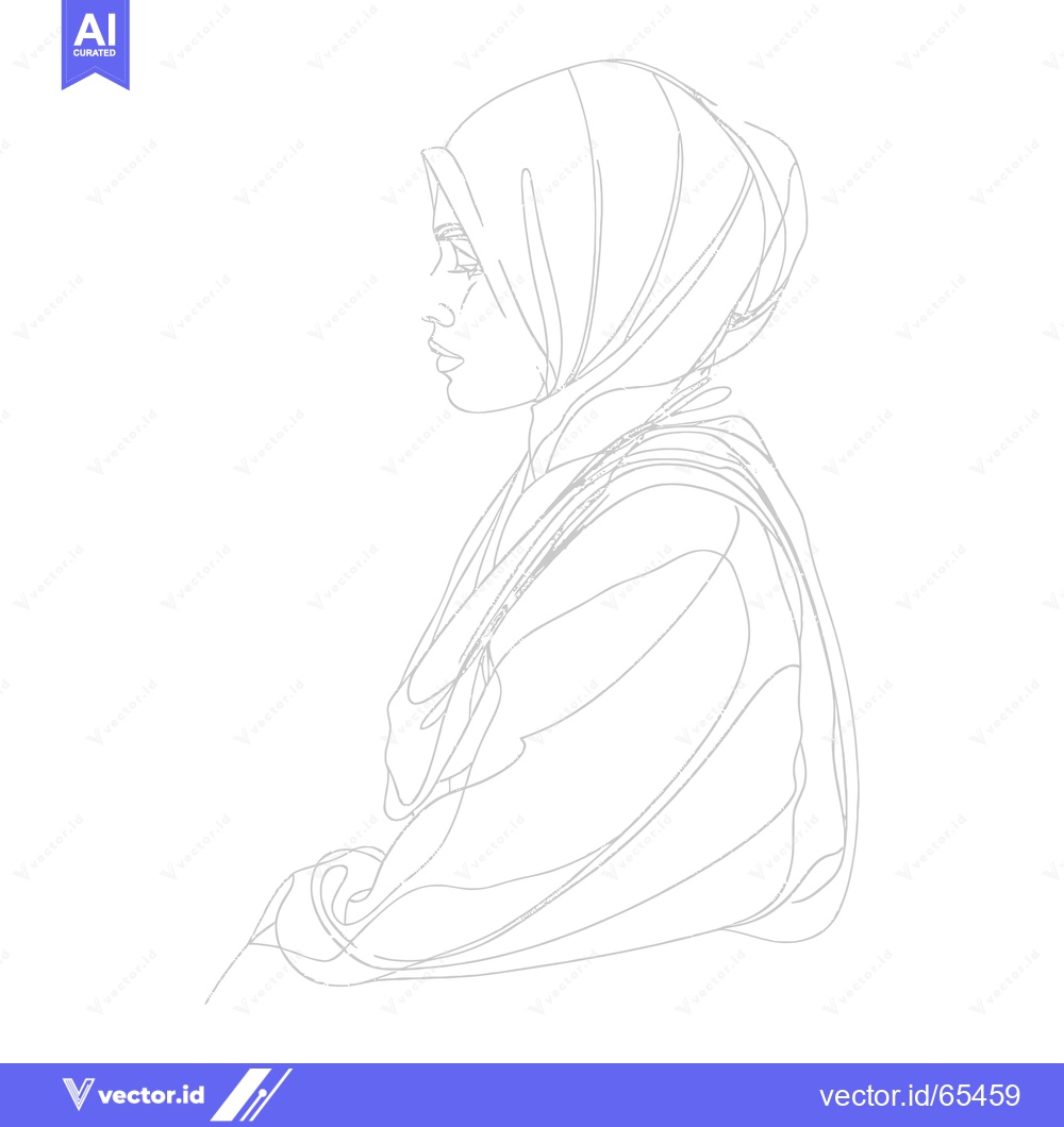 Premium Vector of Single Line Drawing of a Woman in a Headscarf