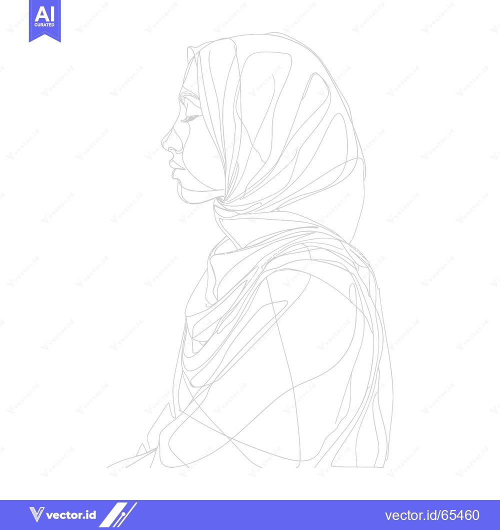 Premium Vector dari Single Line Drawing of a Woman in a Hijab