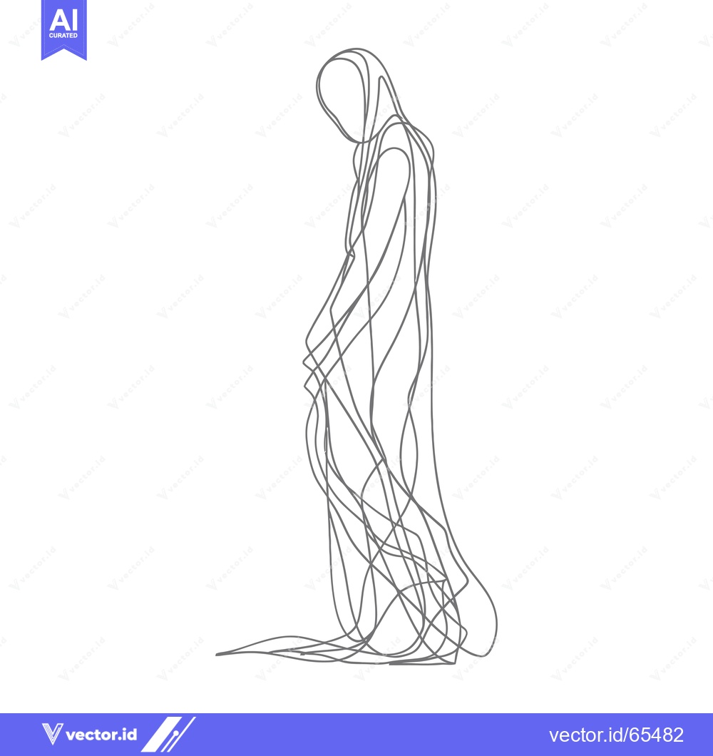 Premium Vector dari Line Drawing of a Person in a Long Garment