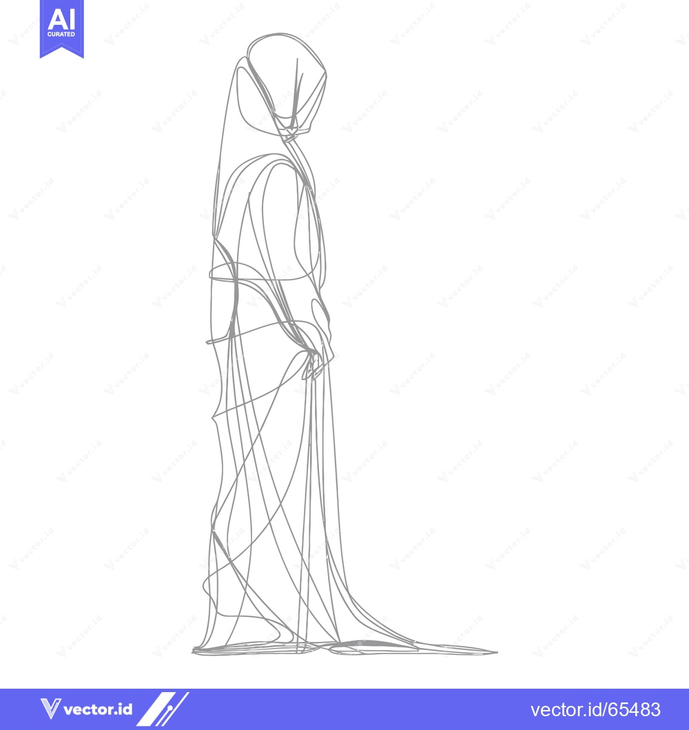 Premium Vector of Line Art Illustration of a Person in a Long Robe