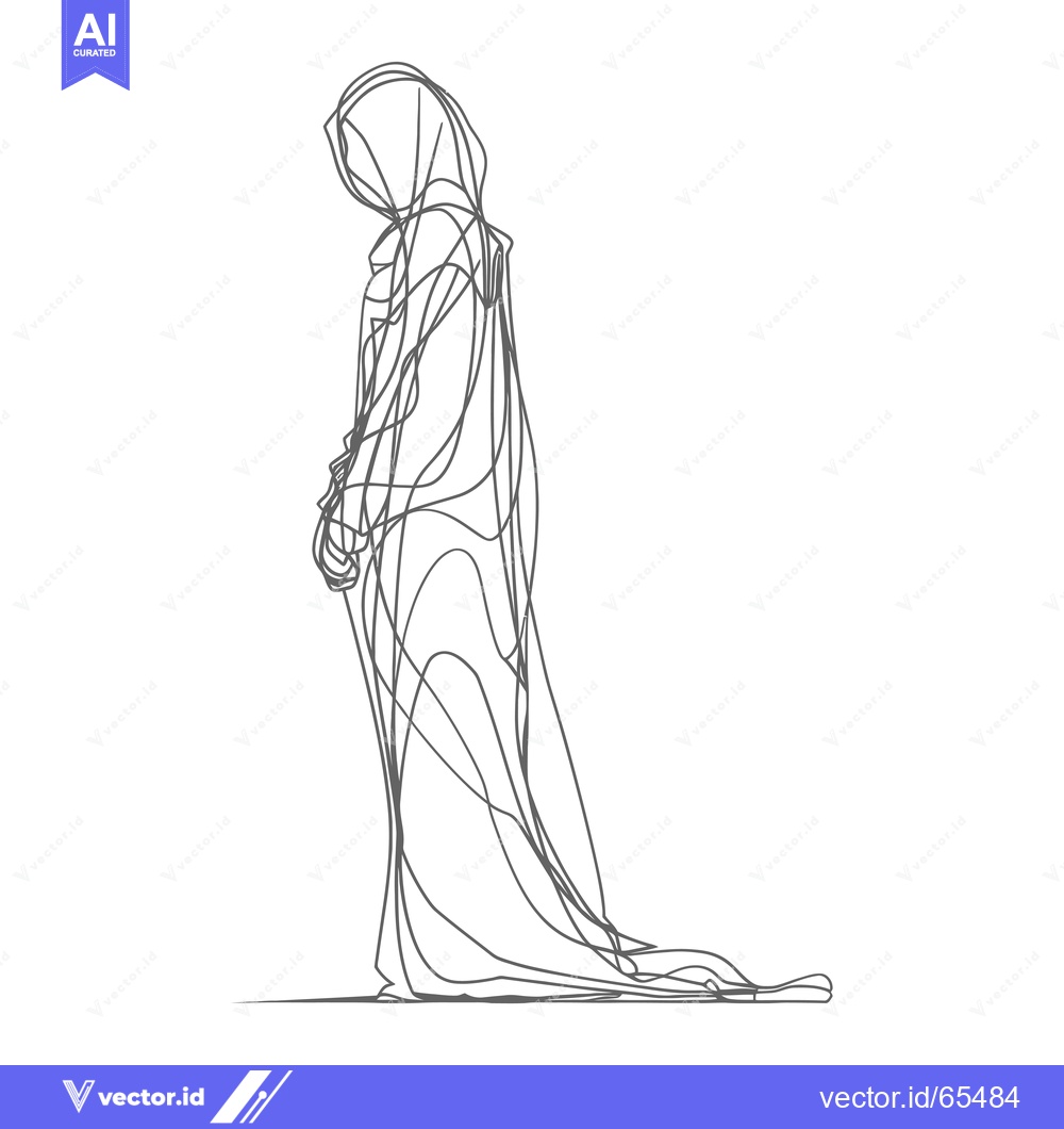 Premium Vector of Line Drawing of a Person in a Long Robe