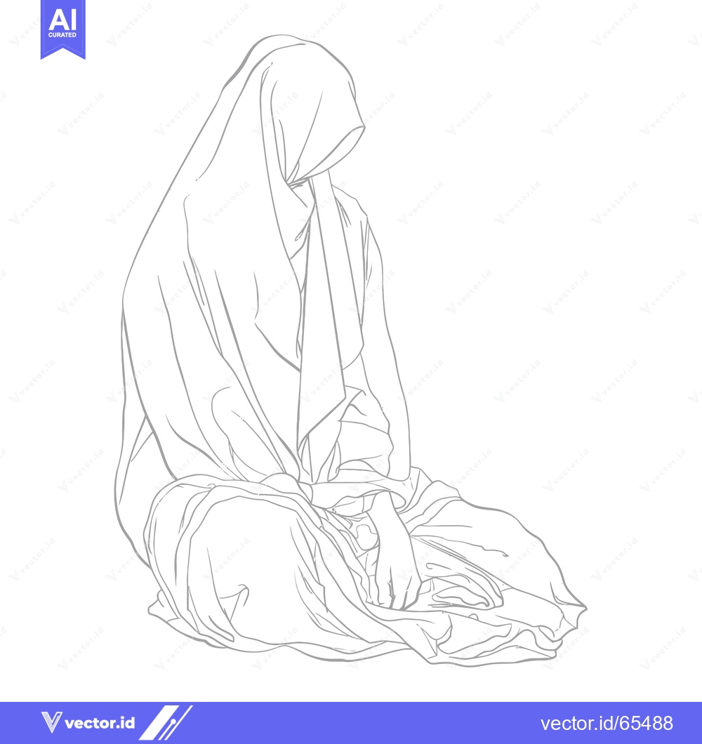 Premium Vector dari A Woman Sitting in a Long Robe, Head Covered