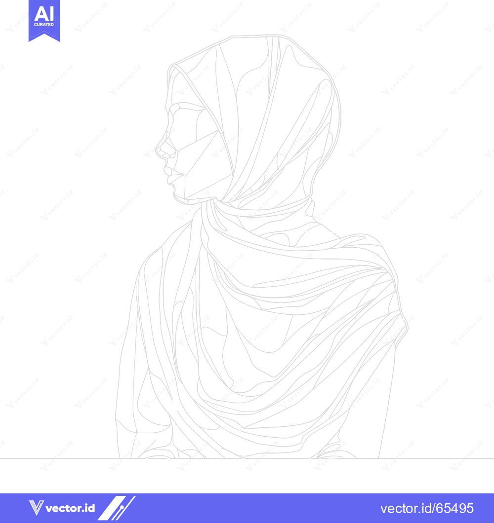 Premium Vector of Line Art Illustration of a Woman Wearing a Hijab