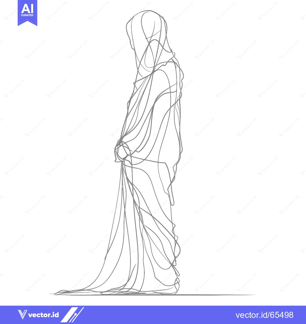 Premium Vector of Single-Line Sketch of a Woman in a Long Dress