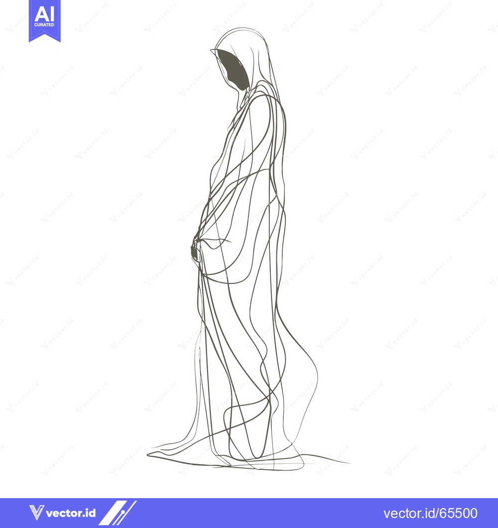 Premium Vector of A Line Drawing of a Person Wearing a Long Robe and Hood