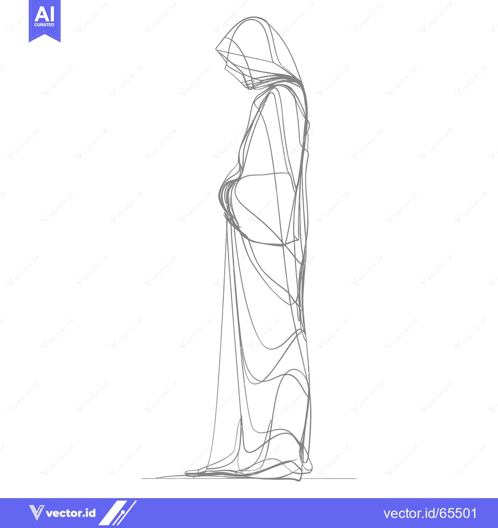 Premium Vector of Line Art Drawing of a Person Wearing a Hooded Robe