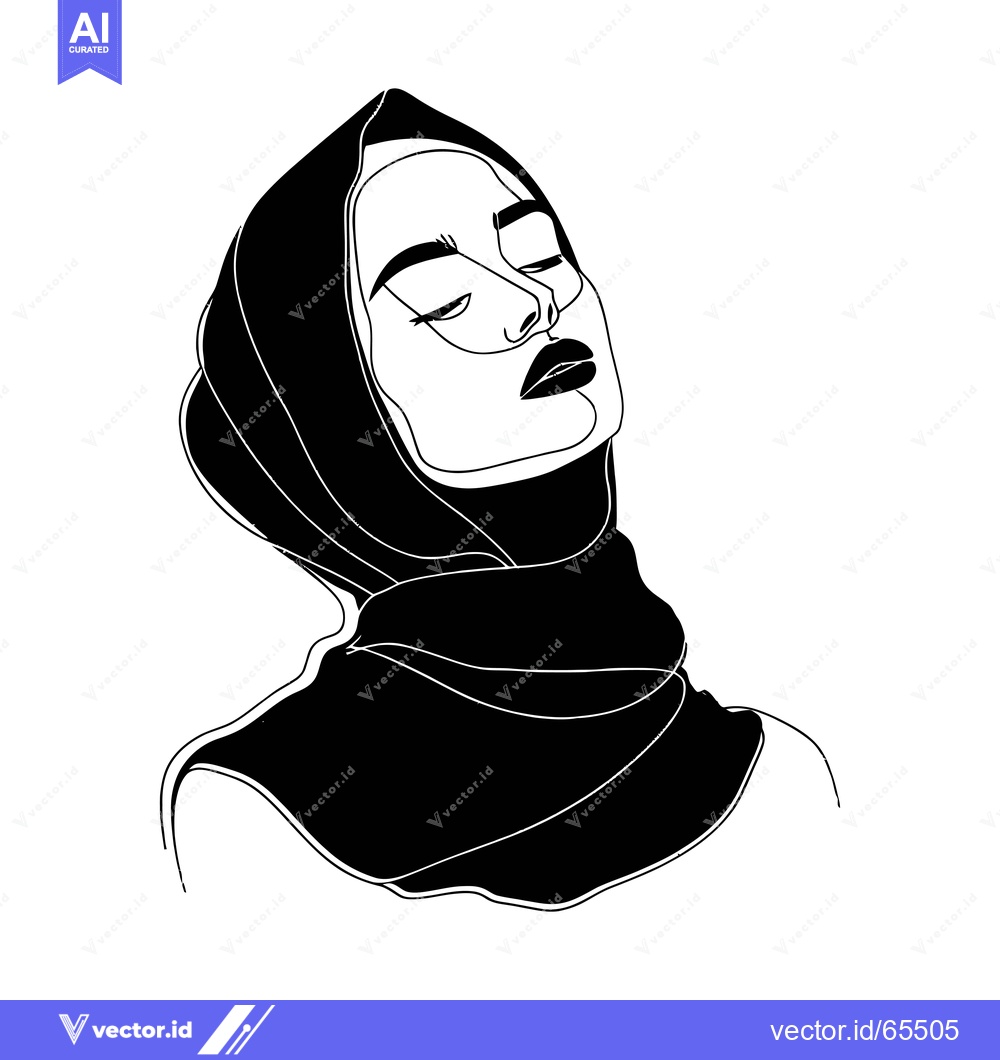 Premium Vector of A Woman Wearing a Hijab with Closed Eyes