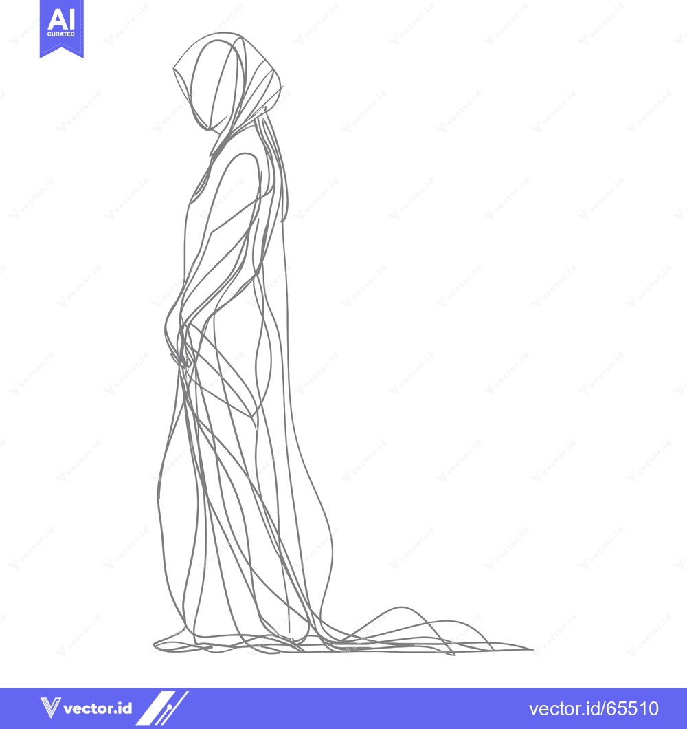 Premium Vector dari Line Art Drawing of a Person in a Long Robe
