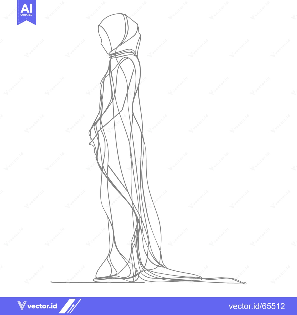 Premium Vector dari Single Line Drawing of a Person in a Long Robe
