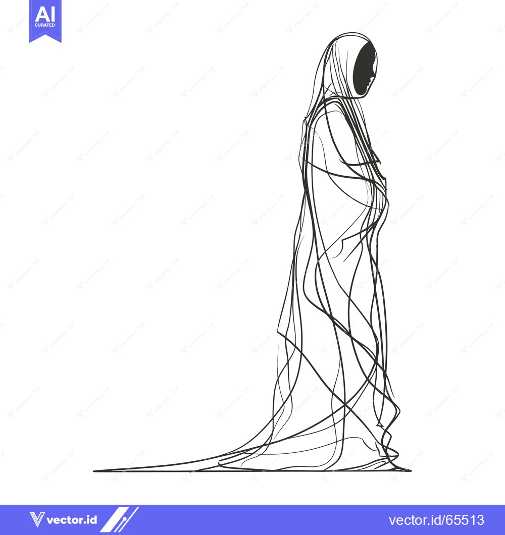 Premium Vector of Line art illustration of a person wearing a flowing garment