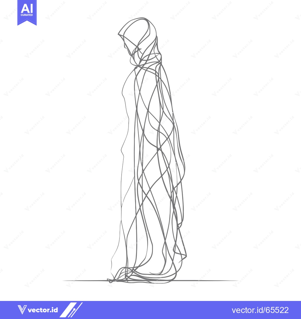 Premium Vector of Single-line drawing of a woman wearing a hijab