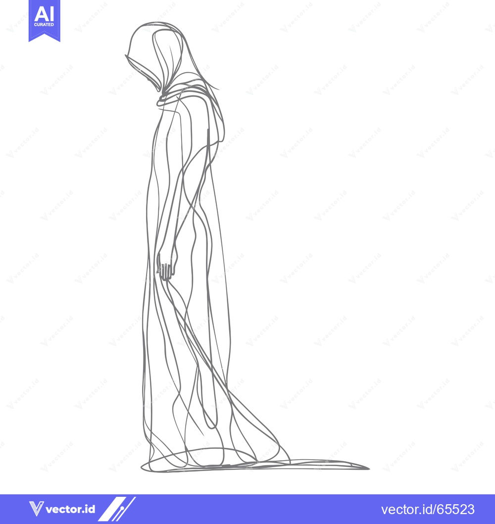 Premium Vector of Single Line Drawing of a Person in a Hooded Garment