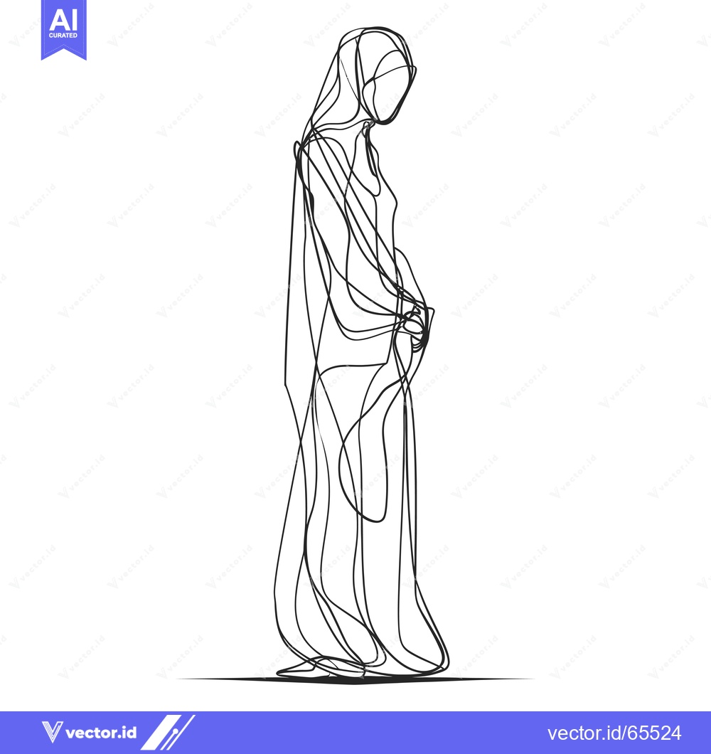 Premium Vector of A Single-Line Drawing of a Woman in a Long Dress