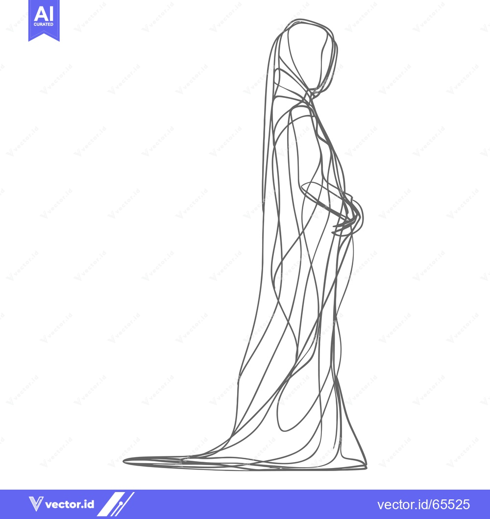 Premium Vector dari Line Art Illustration of a Woman in a Long Dress