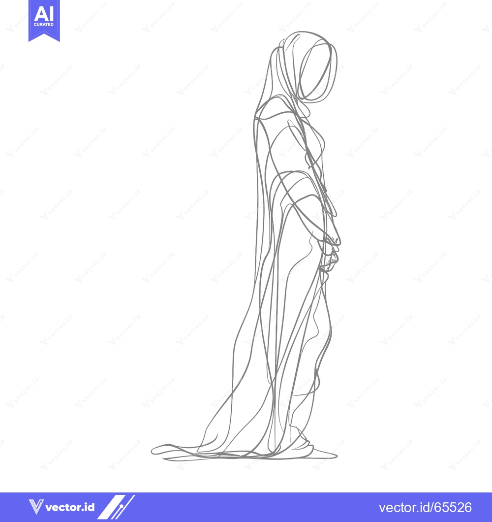 Premium Vector dari A Single Line Drawing of a Woman in a Long Robe