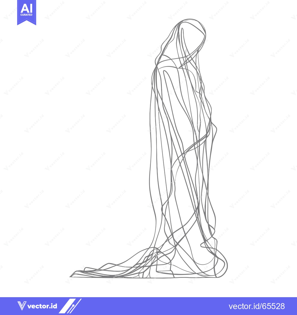 Premium Vector of Abstract Line Drawing of a Person in a Long Robe