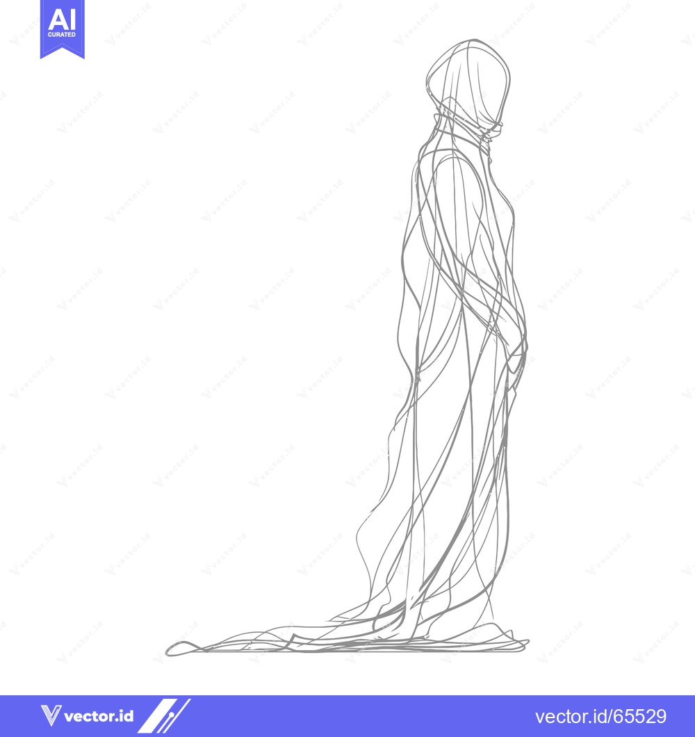 Premium Vector dari Line Drawing of a Person in a Hooded Garment