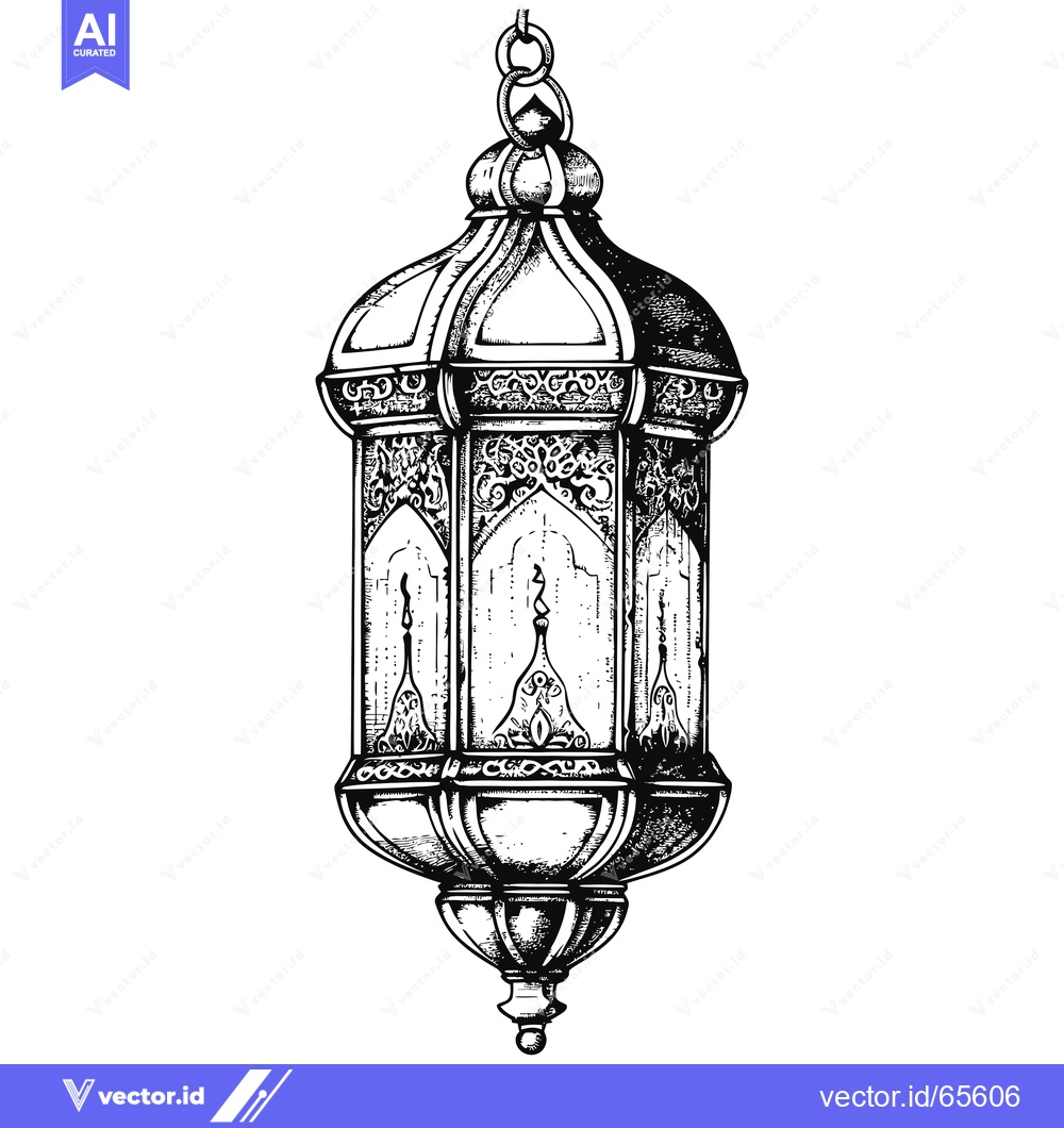 Premium Vector dari Ornate Hanging Lantern with Intricate Design and Chain