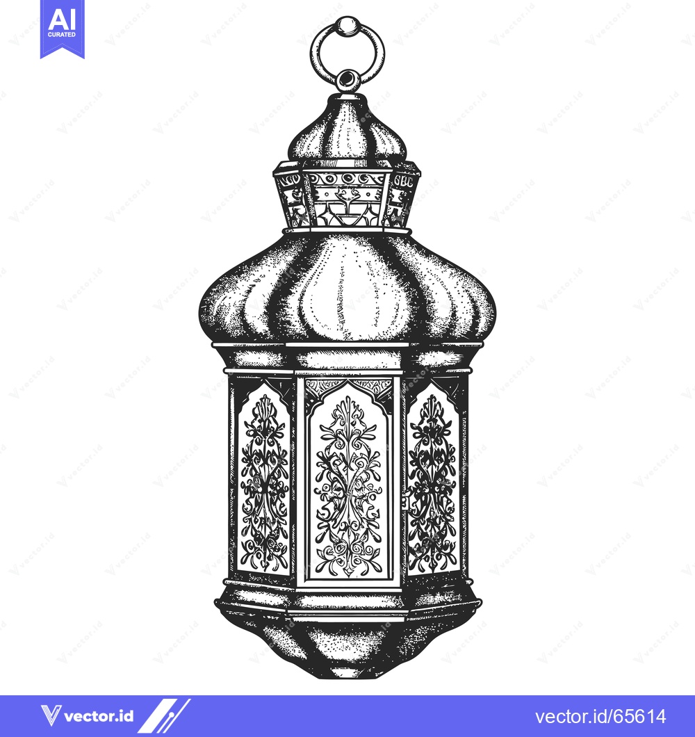 Premium Vector of Ornate Hanging Lantern with Floral Design