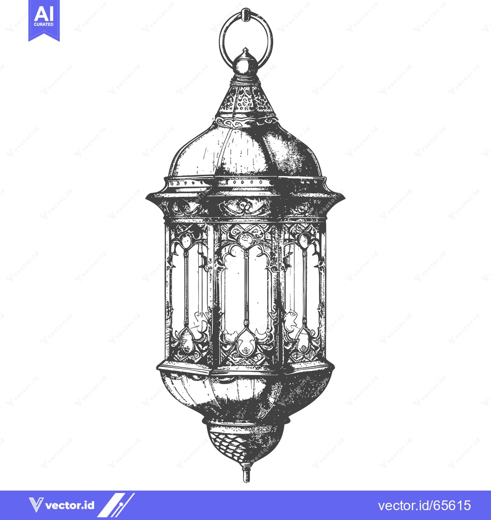 Premium Vector dari Ornate Hand-Drawn Sketch of a Hanging Lantern