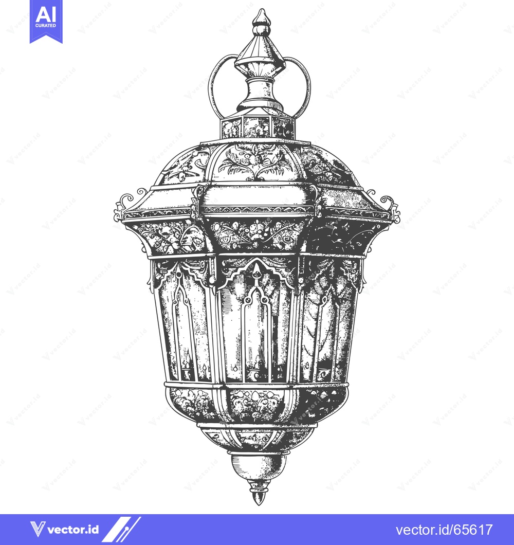 Premium Vector dari Hand-Drawn Illustration of an Ornate Vintage Lantern