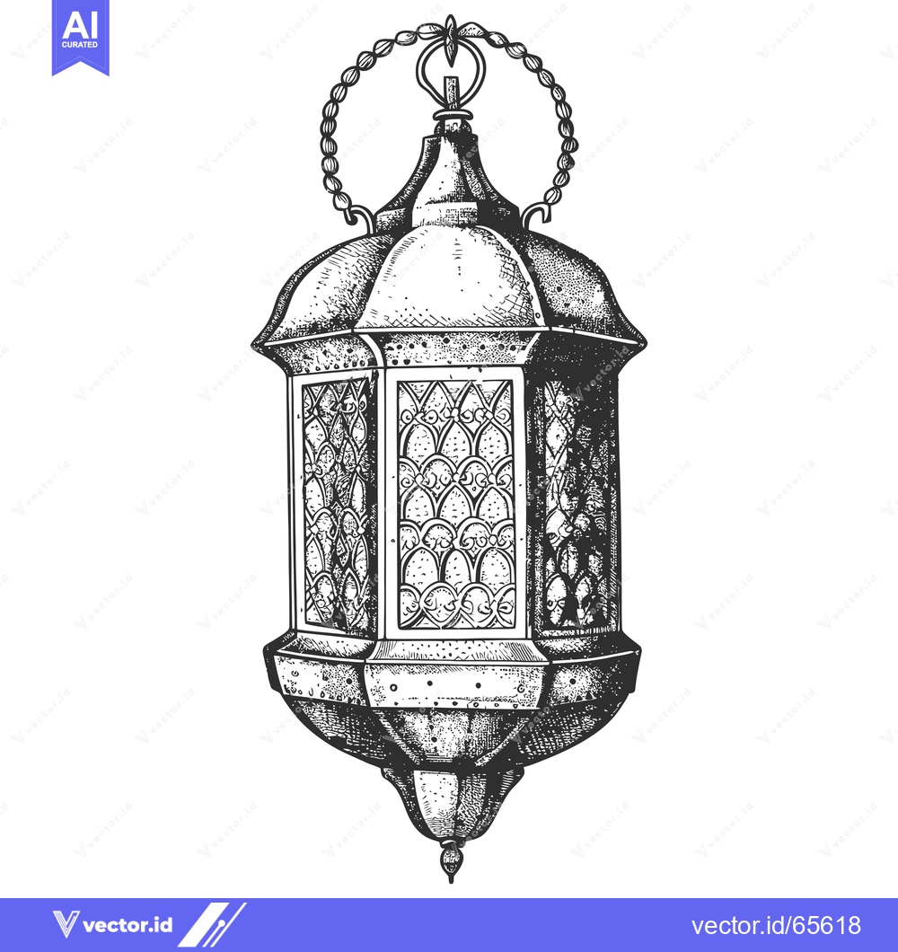 Premium Vector dari Hand-Drawn Illustration of an Ornate Metal Lantern