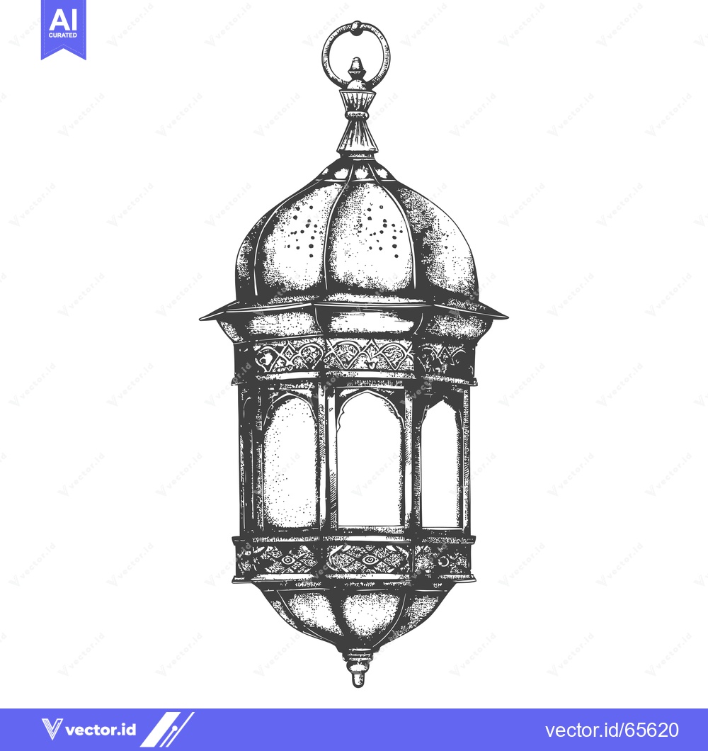 Premium Vector of Ornate Hand-Drawn Sketch of a Hanging Lantern