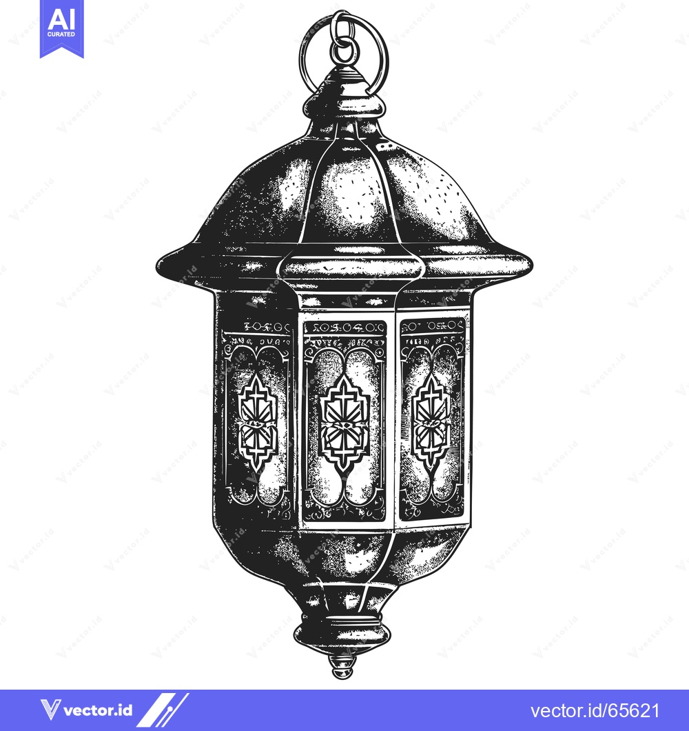 Premium Vector dari Ornate Hanging Lantern with Geometric Designs