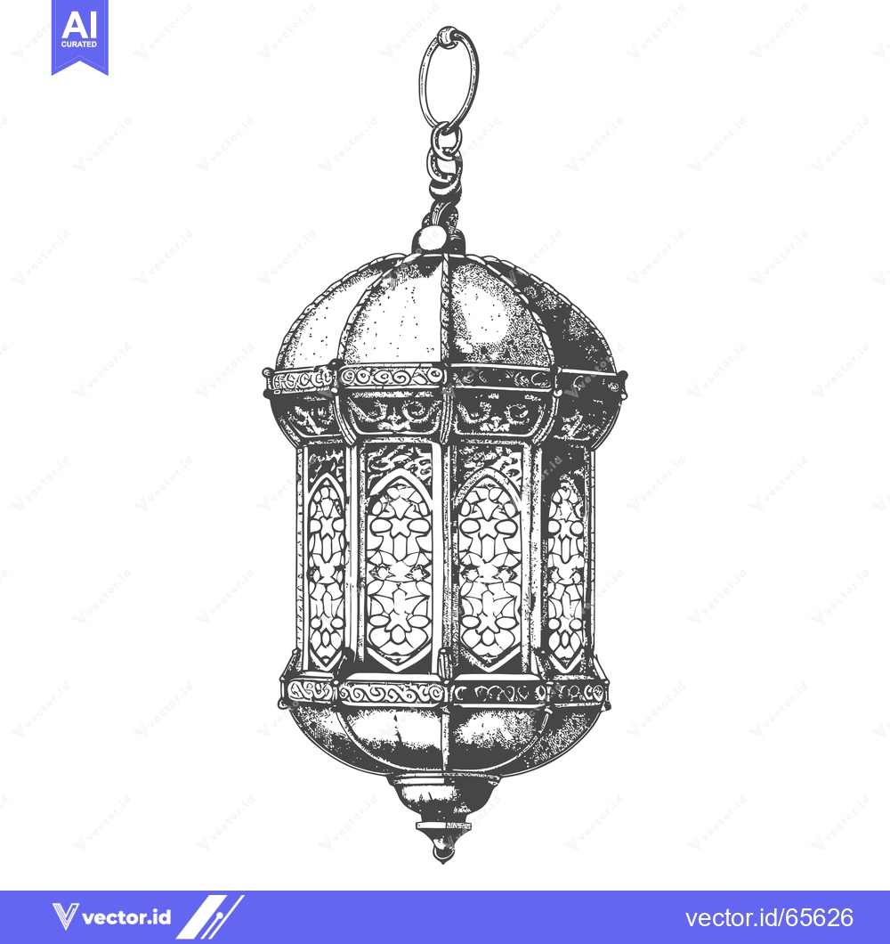 Premium Vector dari Intricate Ornamental Hanging Lantern with Geometric Design