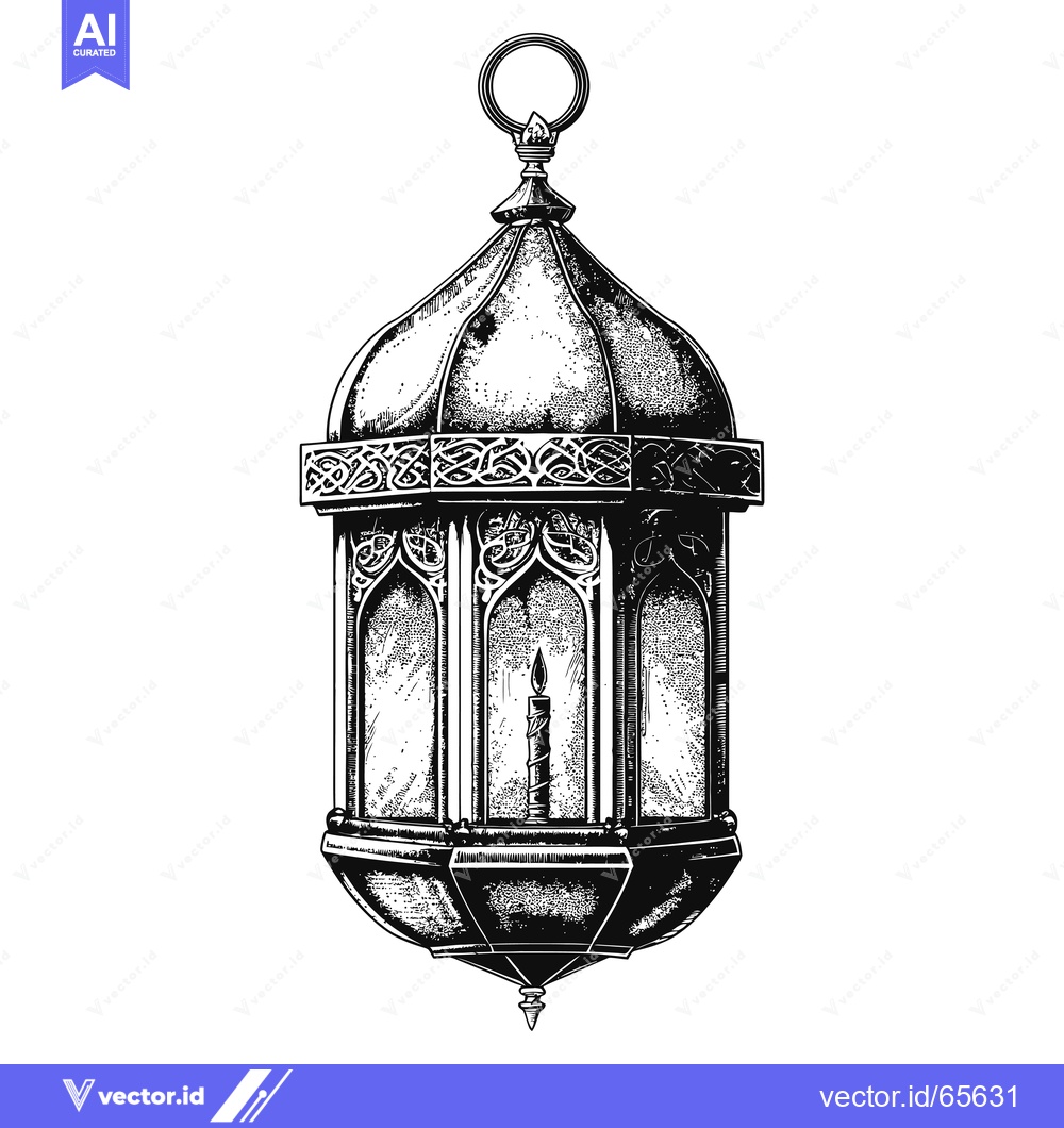 Premium Vector dari Ornate Hanging Lantern with a Single Candle Inside