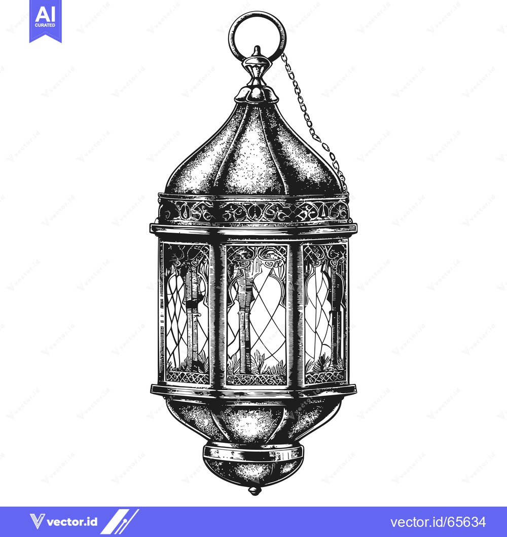 Premium Vector dari Ornate Hanging Lantern with Chain and Intricate Design