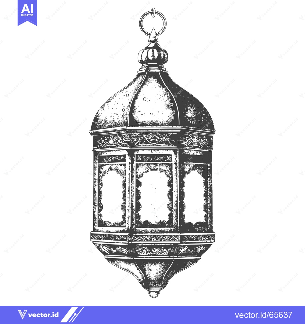 Premium Vector dari A Black and White Illustration of an Ornate Hanging Lantern