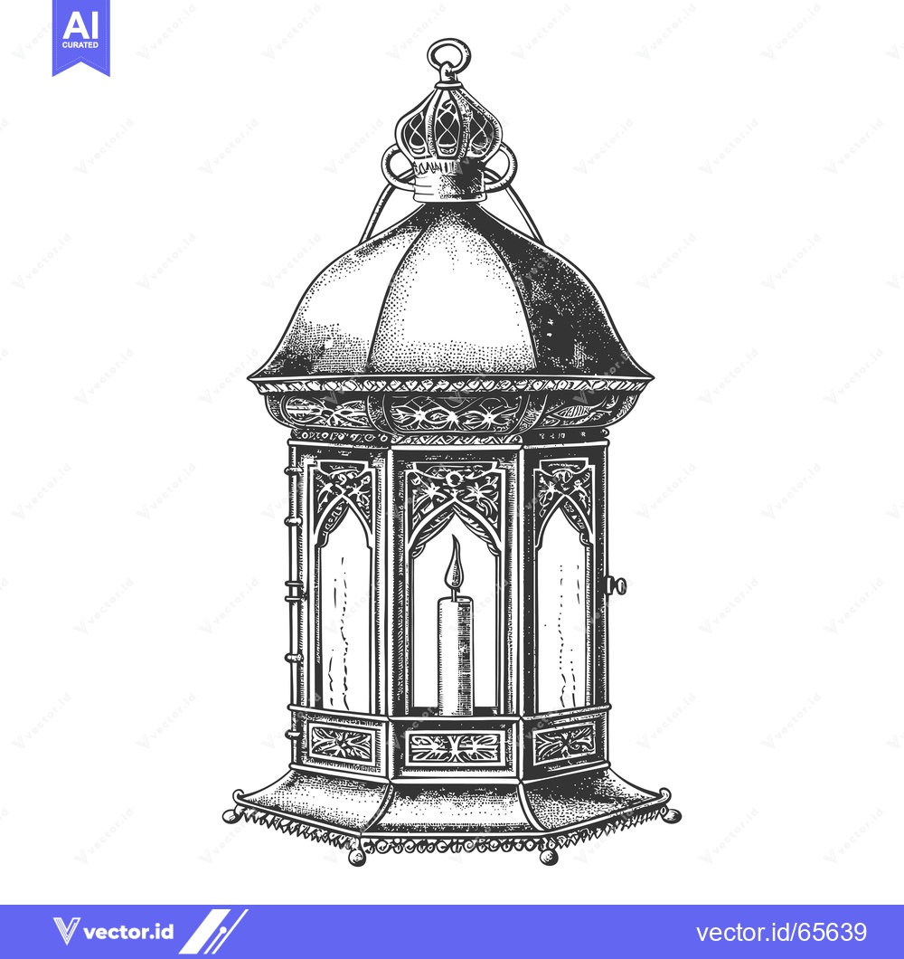 Premium Vector of Ornate Candle Lantern with Intricate Design