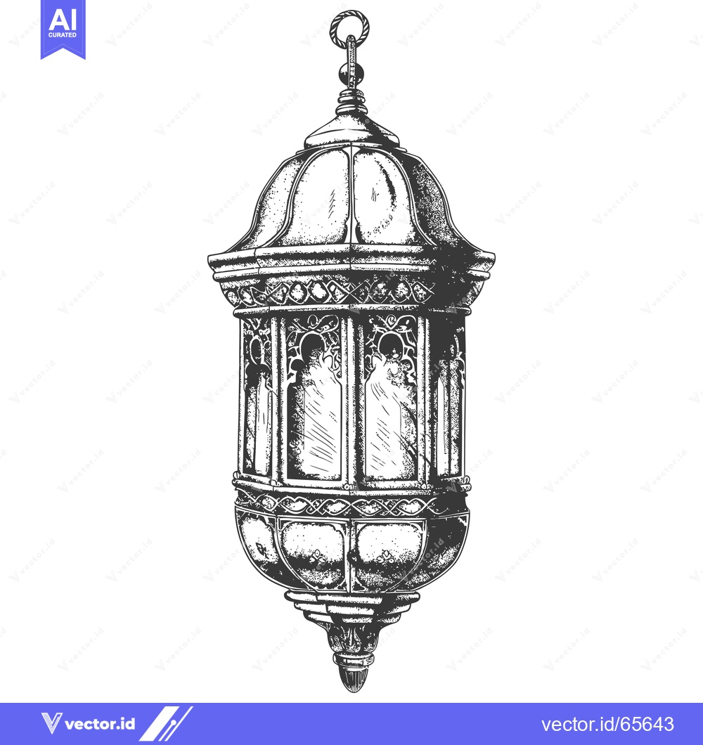 Premium Vector of Hand-drawn sketch of an ornate hanging lantern with intricate details