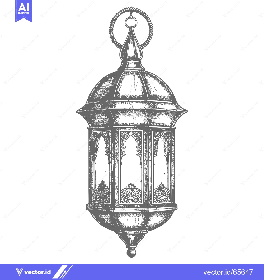 Premium Vector dari Hand-drawn Illustration of an Ornate Hanging Lantern