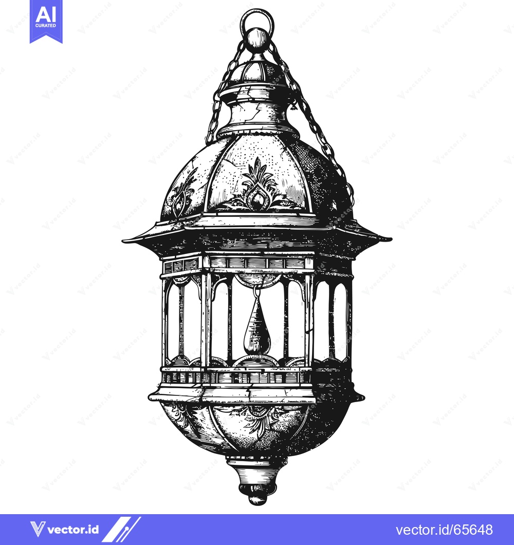 Premium Vector dari Hand-drawn sketch of a detailed ornate hanging lantern