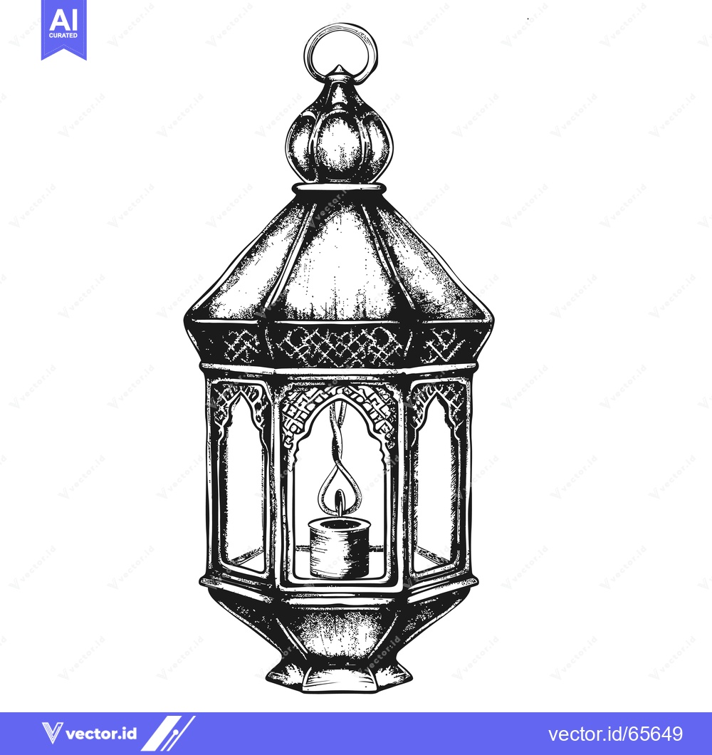 Premium Vector dari Ornate Lantern with a Candle Inside