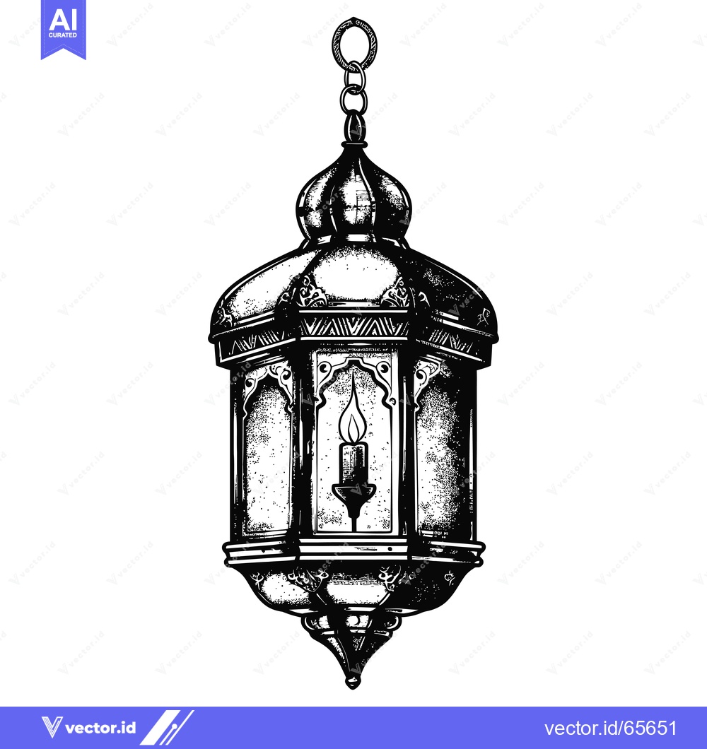 Premium Vector dari Ornate Hanging Lantern with Candle Inside