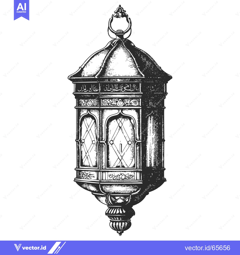Premium Vector dari Intricate Ornamental Lantern with Arabic Calligraphy