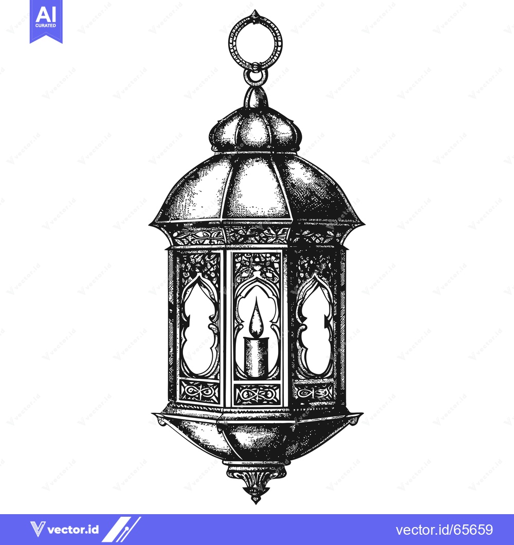 Premium Vector dari Intricately Designed Ornate Hanging Lantern With a Candle