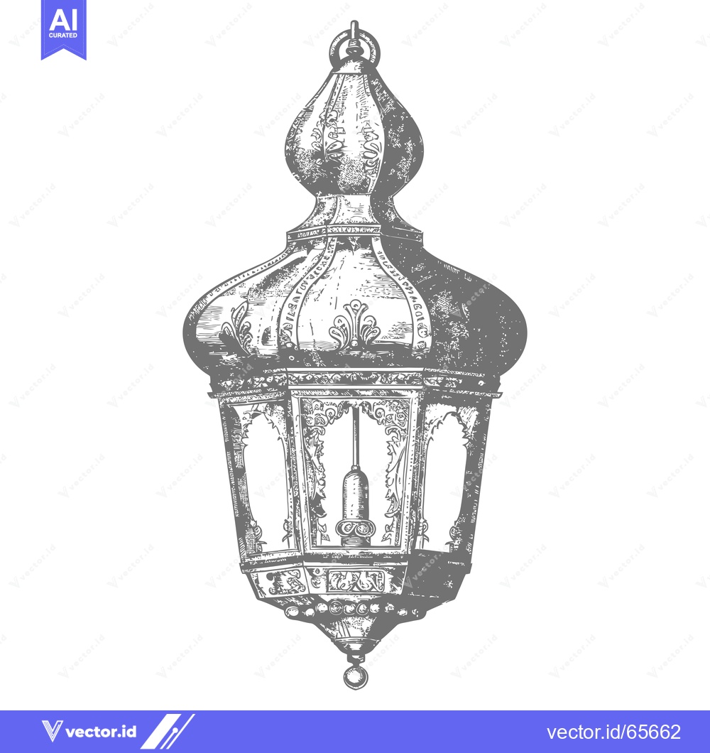 Premium Vector dari Ornate Vintage Hanging Lantern with Intricate Designs