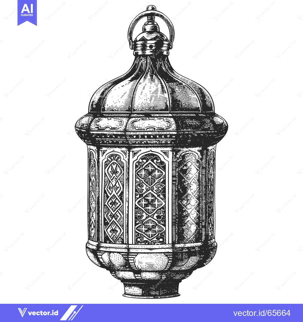 Premium Vector of Ornate Hand-Drawn Sketch of a Hanging Lantern