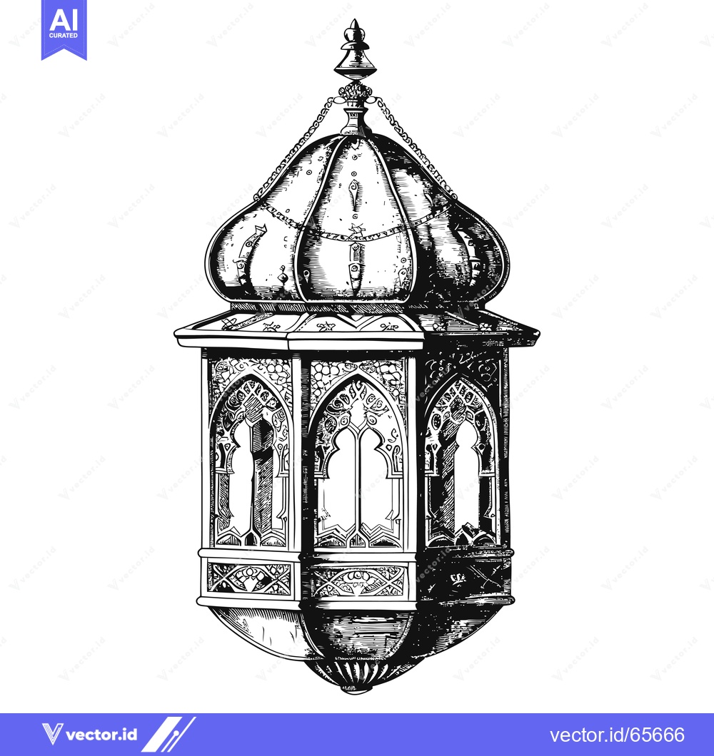 Premium Vector of Ornate Hanging Lantern with Detailed Architectural Design