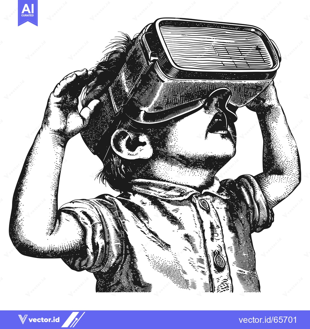 Premium Vector dari A Young Child Experiencing Virtual Reality