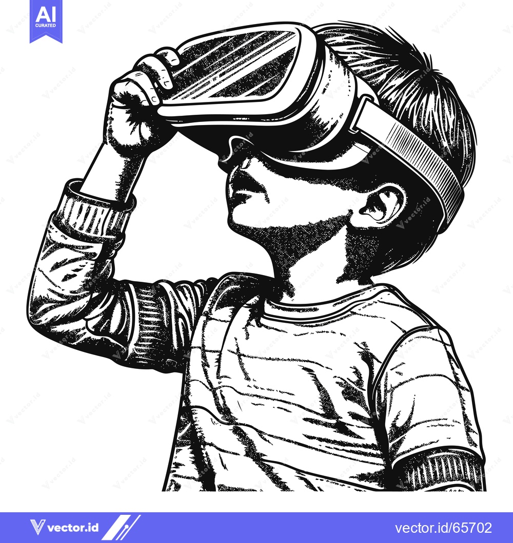 Premium Vector dari A Young Boy Wearing Virtual Reality Headset