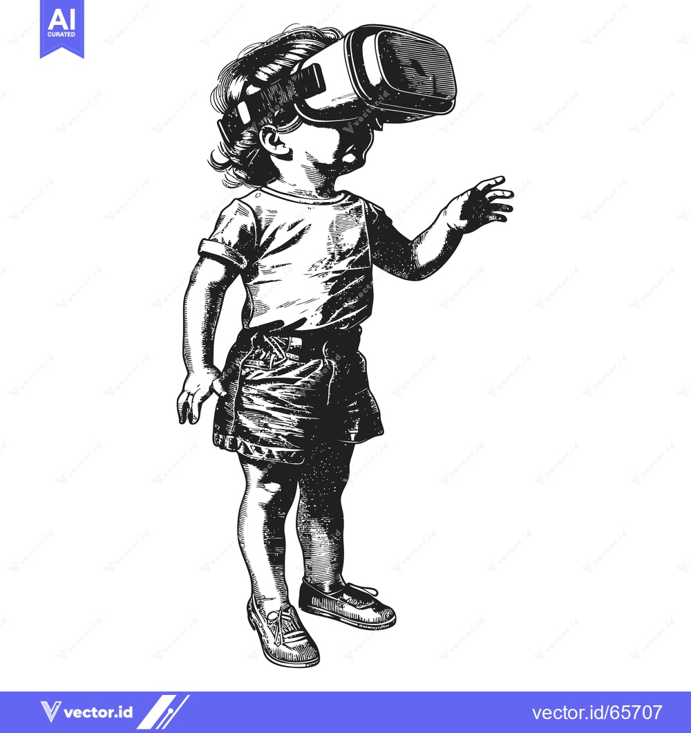 Premium Vector dari A Young Child Experiencing Virtual Reality