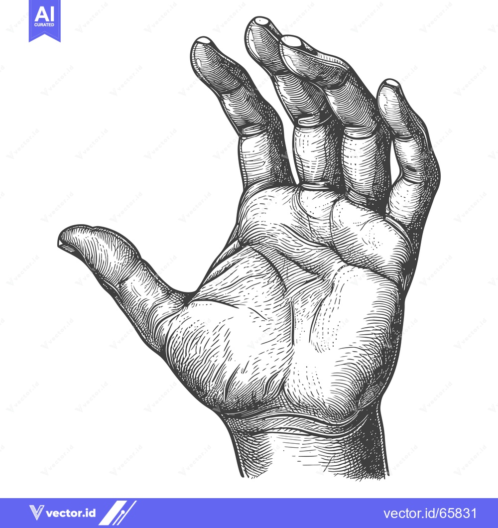 Premium Vector of Detailed Engraving of an Open Hand with Outstretched Fingers