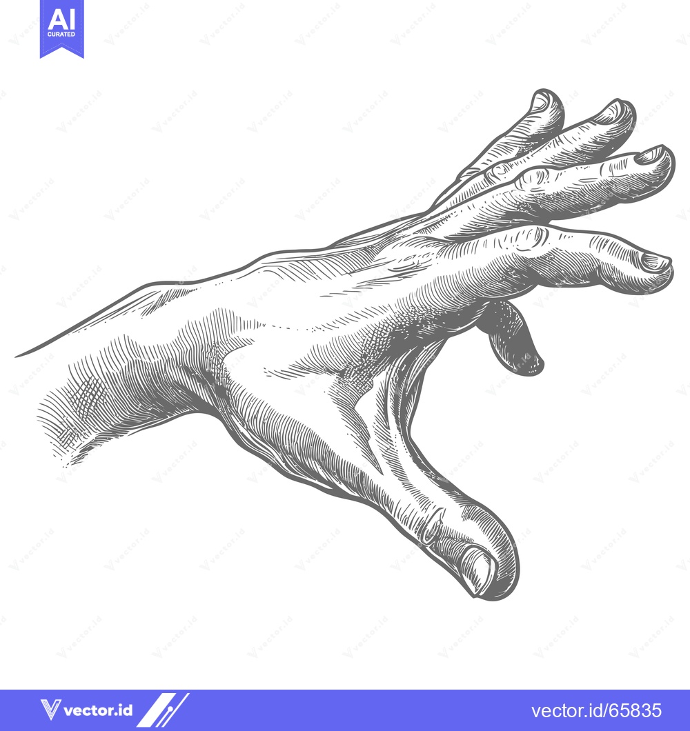 Premium Vector dari Detailed Hand Reaching Outward with a Cupped Palm