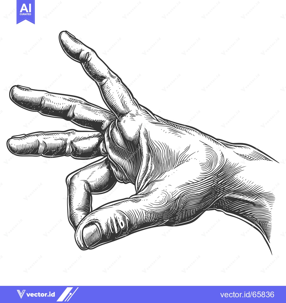 Premium Vector dari A Detailed Black And White Line Drawing Of A Human Hand