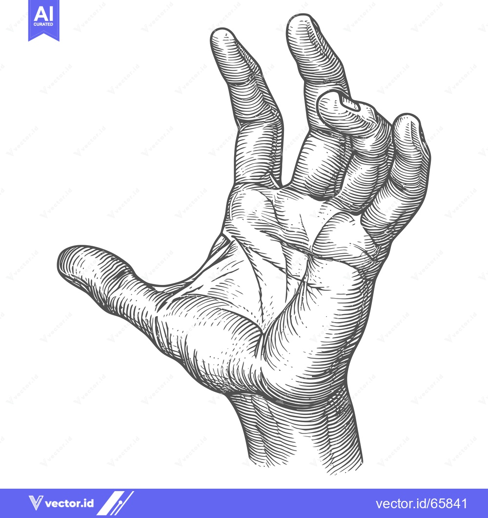 Premium Vector of Hand Reaching Outward in Detailed Line Art Illustration